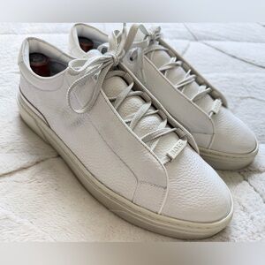 $622 Hugo Boss BOSS Gary White Grained Leather Low-Top Trainers Sneakers 42 9